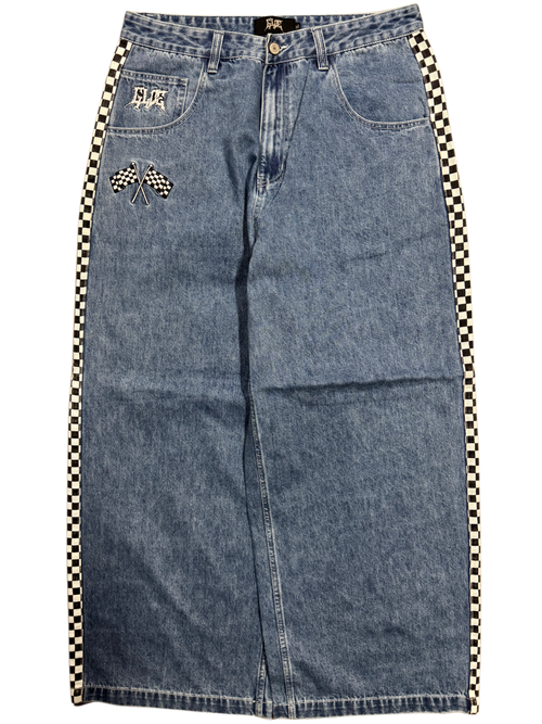 Blue Wide Leg GLOE Burn Out Jeans