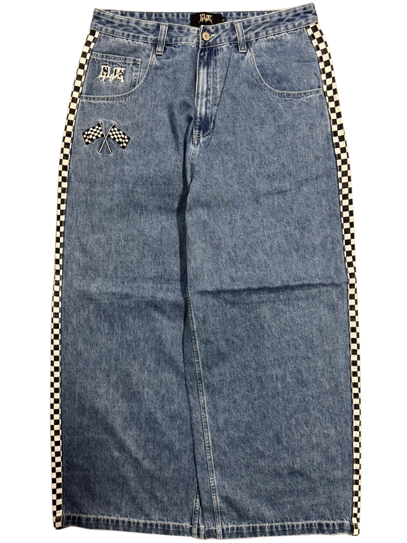 Blue Wide Leg GLOE Burn Out Jeans