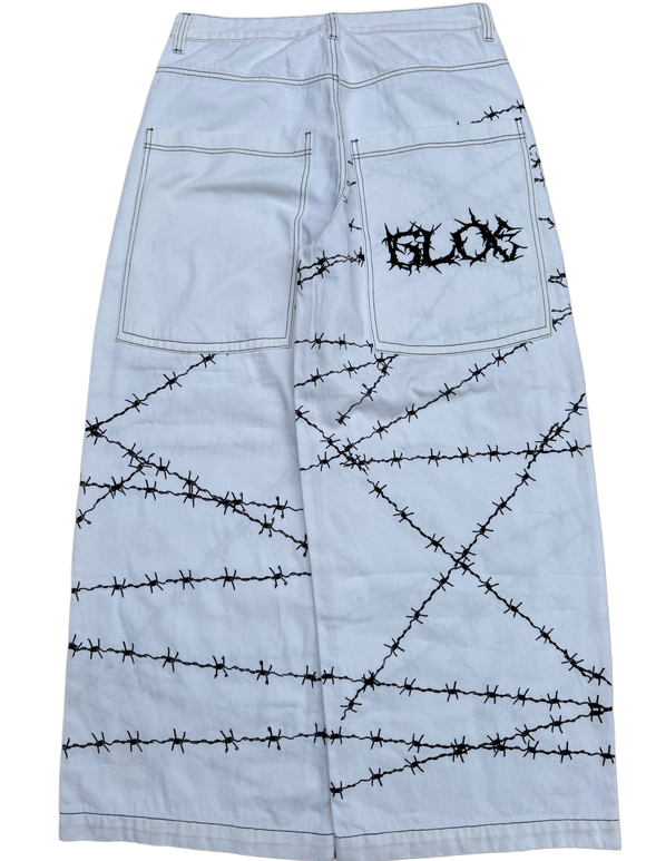 White Wide Leg GLOE Barbwire Jeans