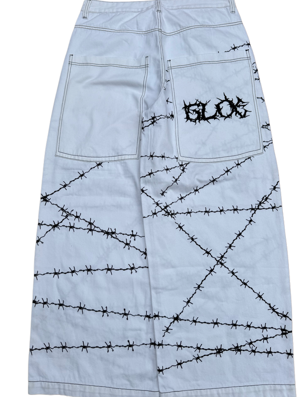 White Wide Leg GLOE Barbwire Jeans