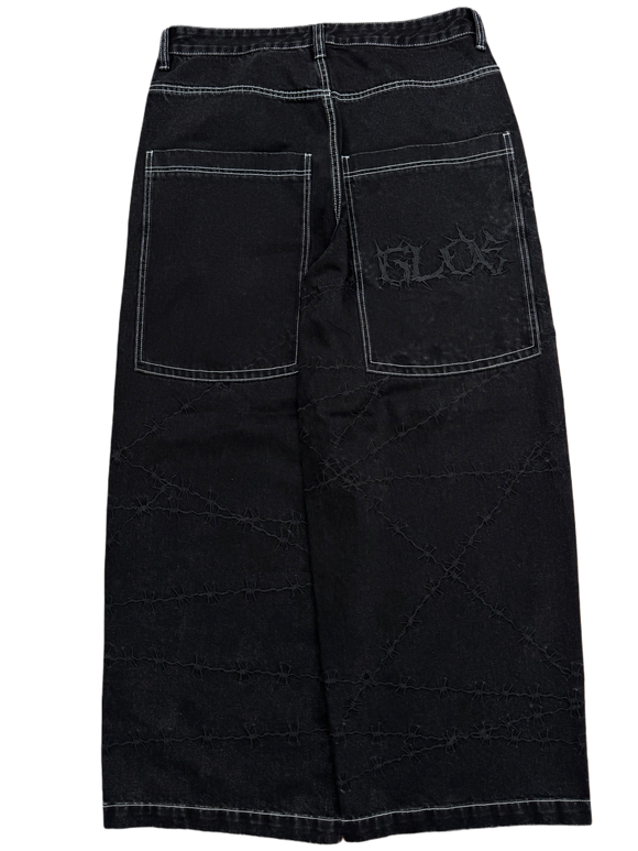 Black Stitch-Black Wide Leg GLOE Barbwire Jeans