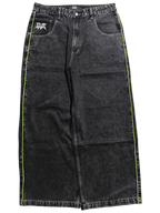 Black Wide Leg GLOE Green Skull Jeans - Gloe Product, Inc.