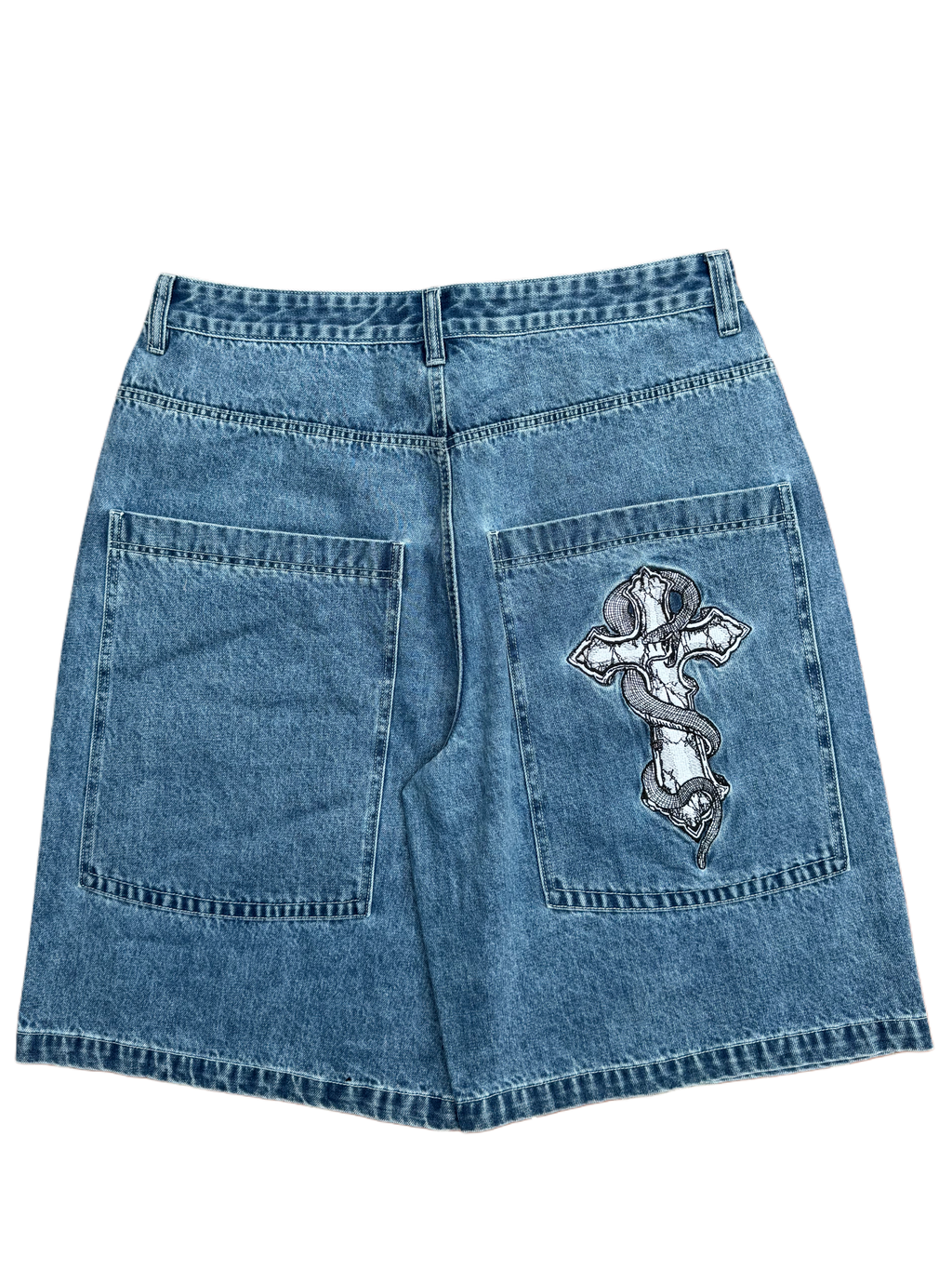 Blue Snake Cross GLOE Jorts