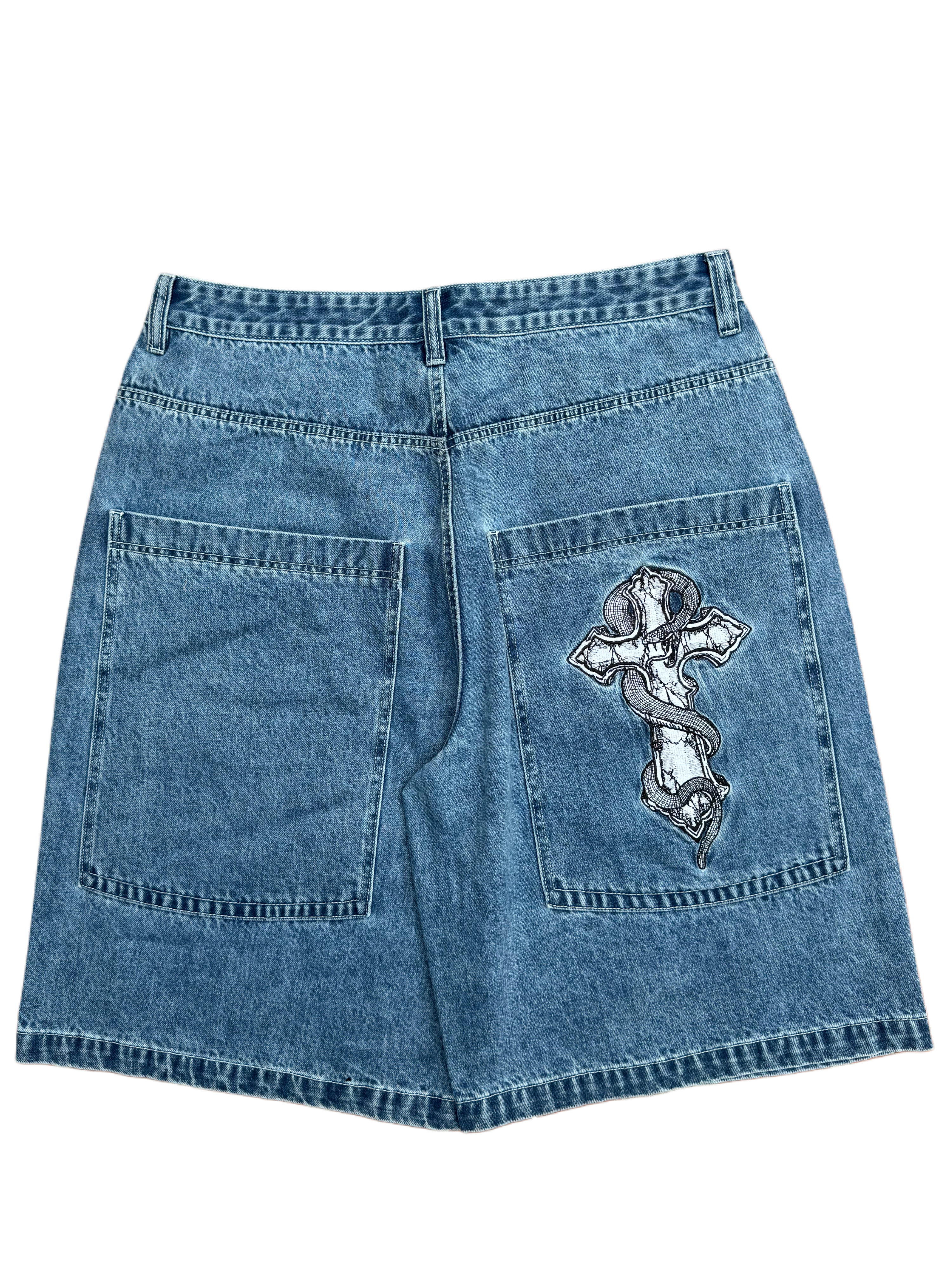 Blue Snake Cross GLOE Jorts