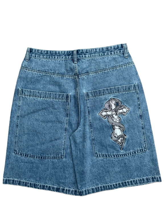 Black Wide Leg GLOE Skull Cross Jeans