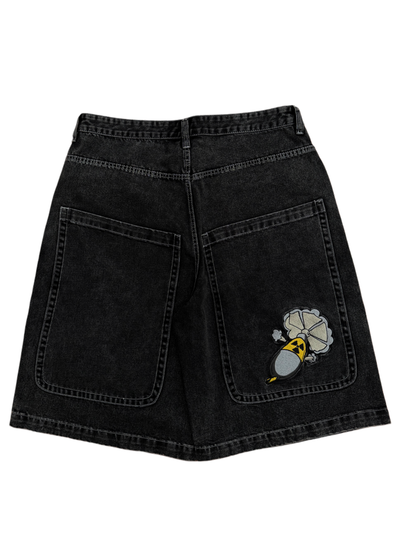 Black Wide Leg GLOE Skull Cross Jeans