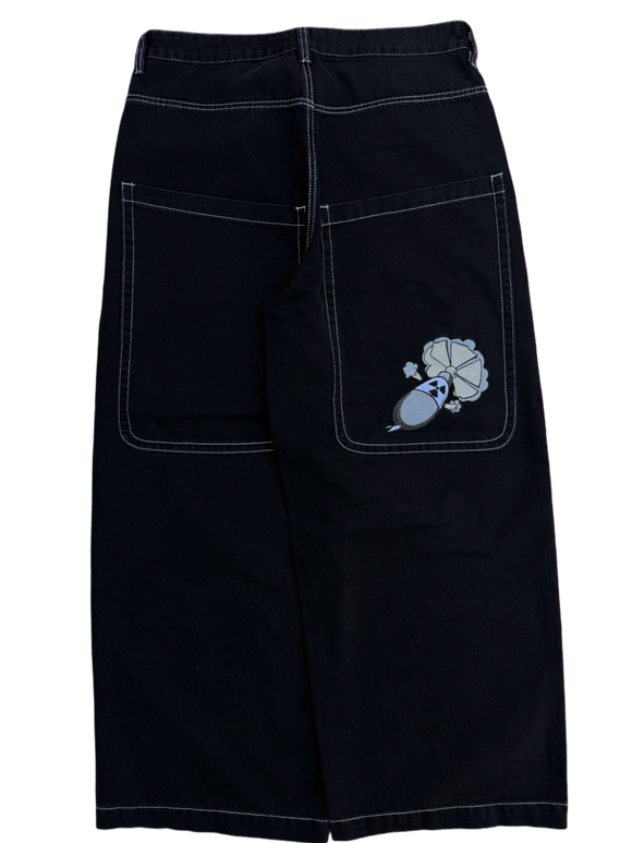 Black Wide Leg GLOE Dagger Jeans