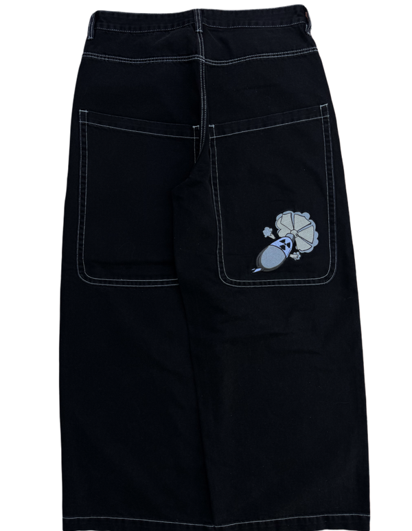 Black on White Wide Leg GLOE Nuke Jeans