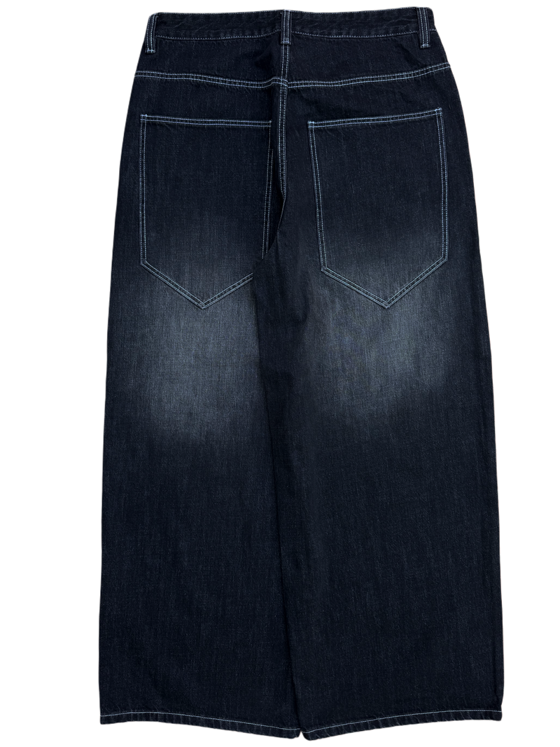 Black Washed Wide Leg Blank Stud Jeans v2
