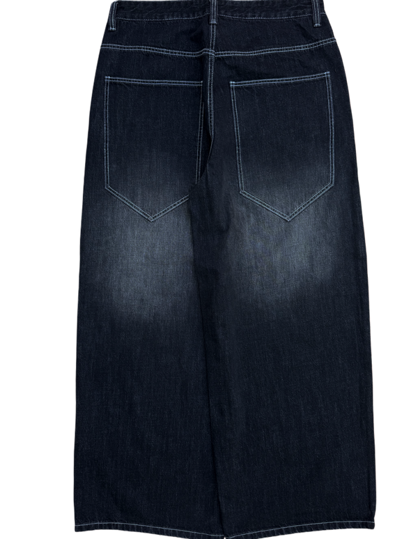 Black Washed Wide Leg Blank Stud Jeans v2
