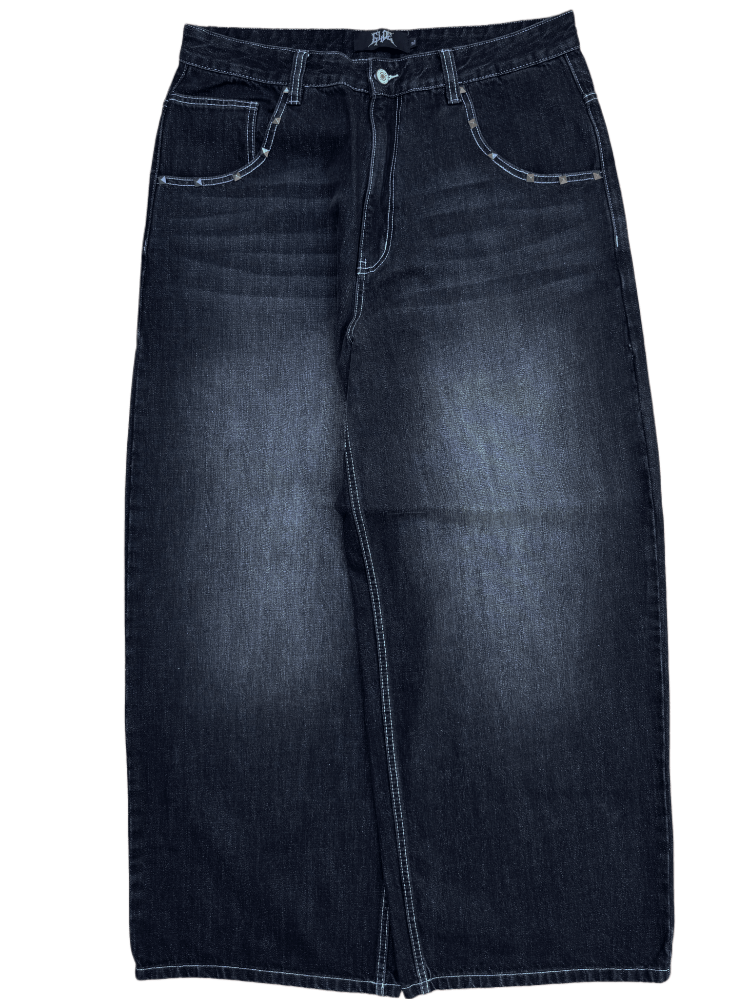 Black Washed Wide Leg Blank Stud Jeans v2 - Gloe Product, Inc.