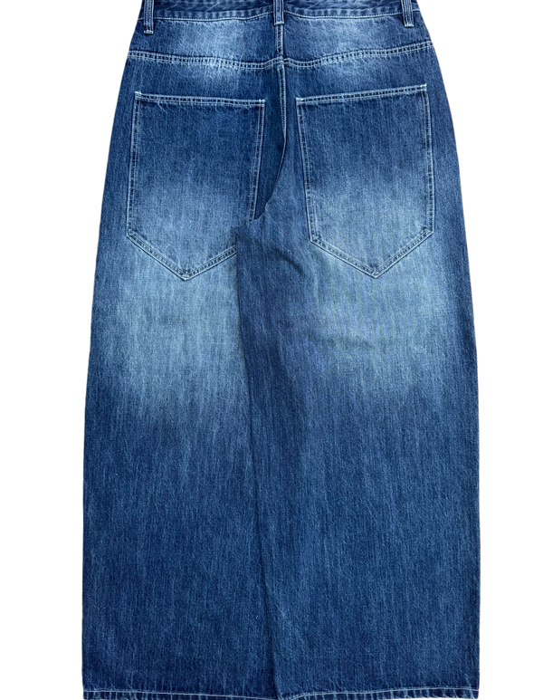 Blue Washed Wide Leg Blank Stud Jeans v2