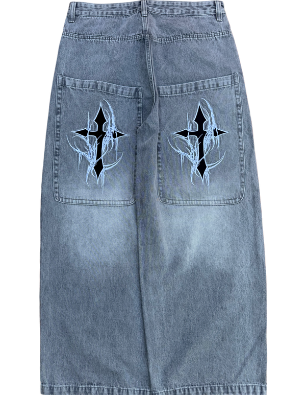 Grey Wash Wide Leg GLOE Cross Jeans v2