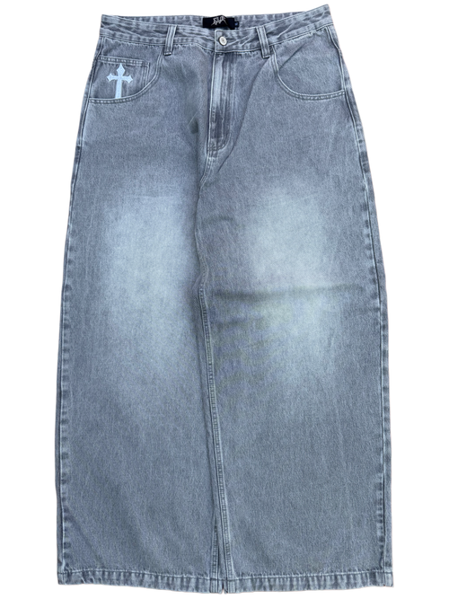 Grey Wash Wide Leg GLOE Cross Jeans v2