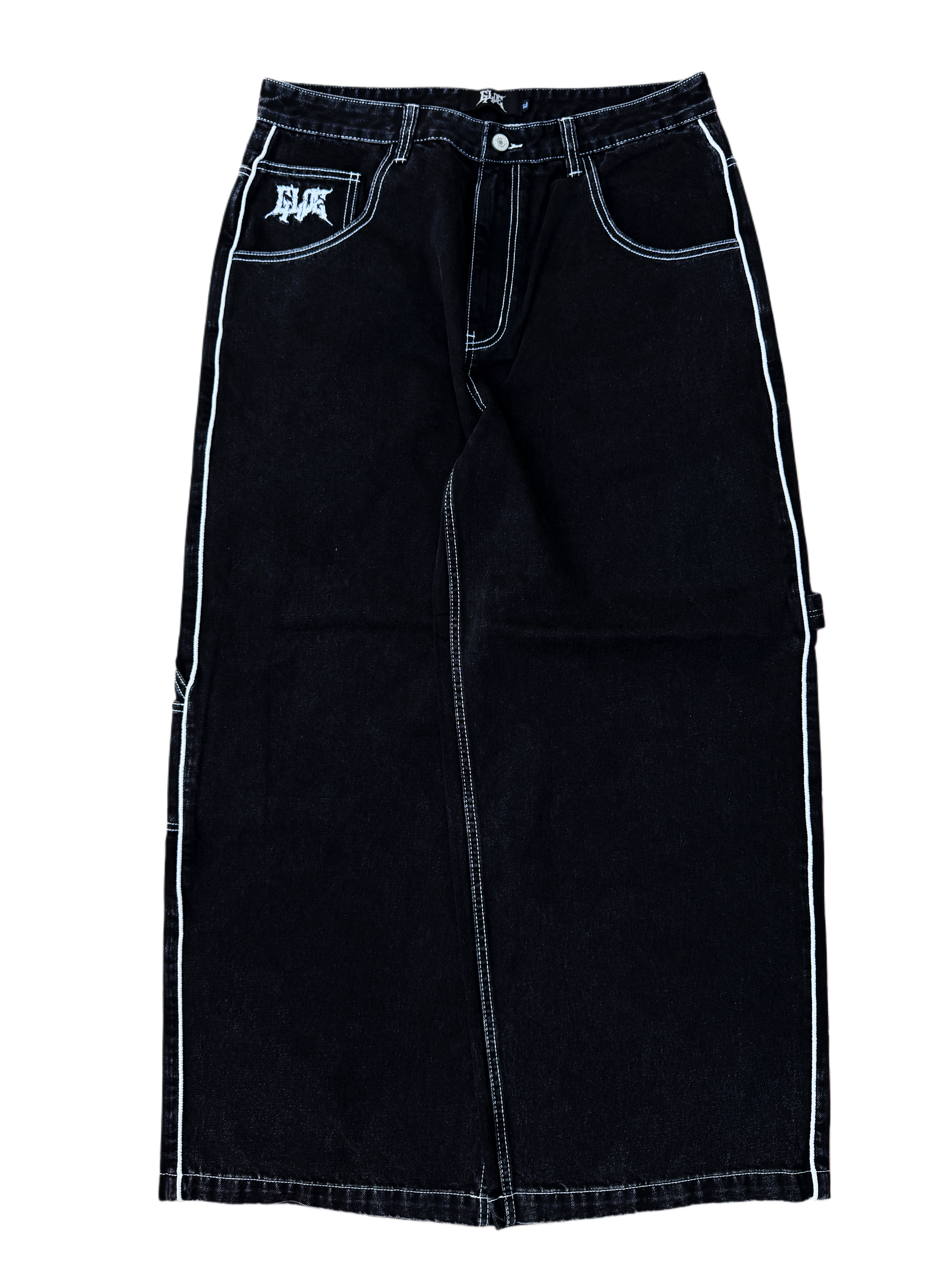 Black Wide Leg GLOE Spray Can Carpenter Jeans V2