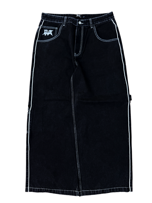 Black Wide Leg GLOE Spray Can Carpenter Jeans V2