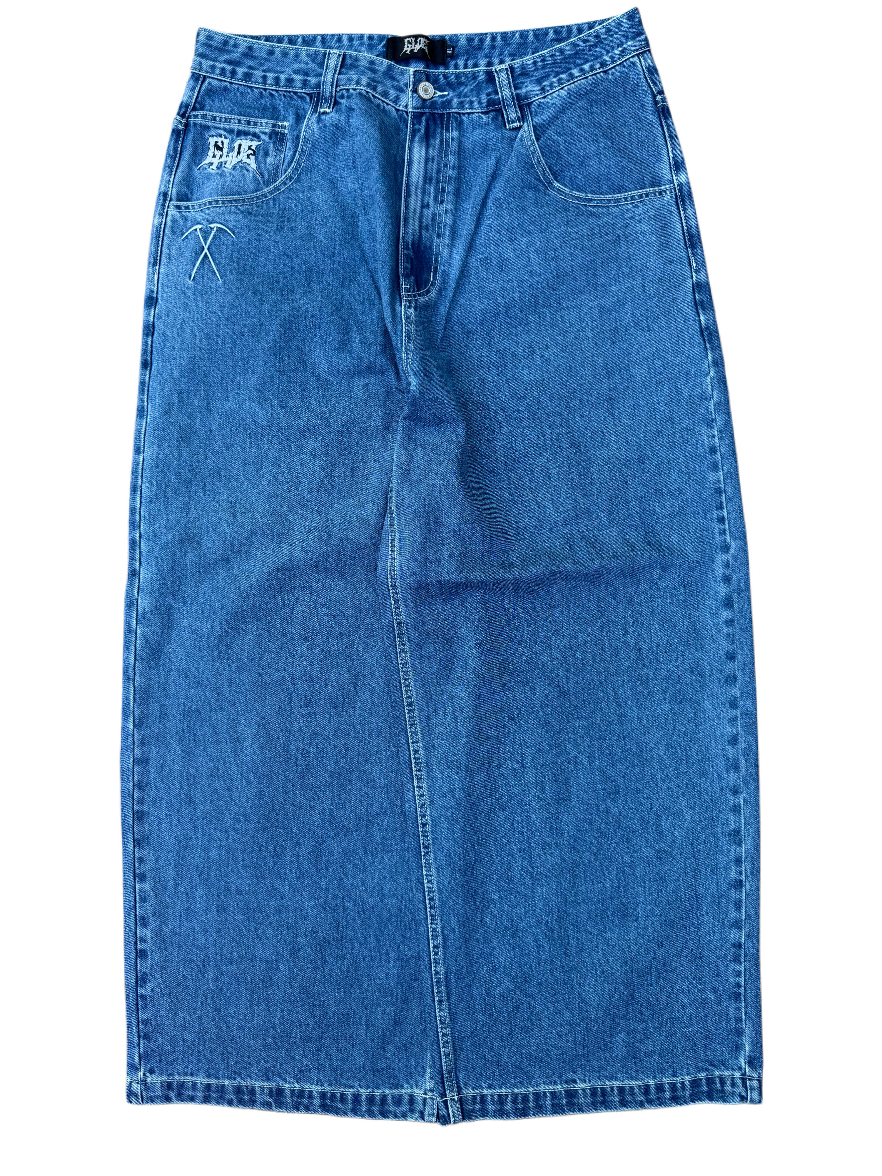 Blue Wide Leg GLOE Grim Reaper Jeans V2