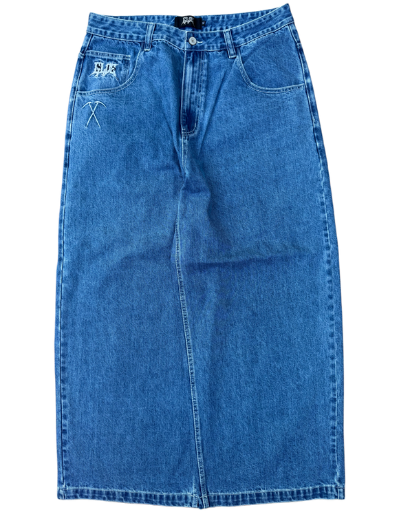 Blue Wide Leg GLOE Grim Reaper Jeans V2