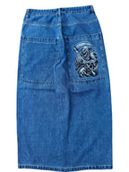 Blue Wide Leg GLOE Grim Reaper Jeans V2