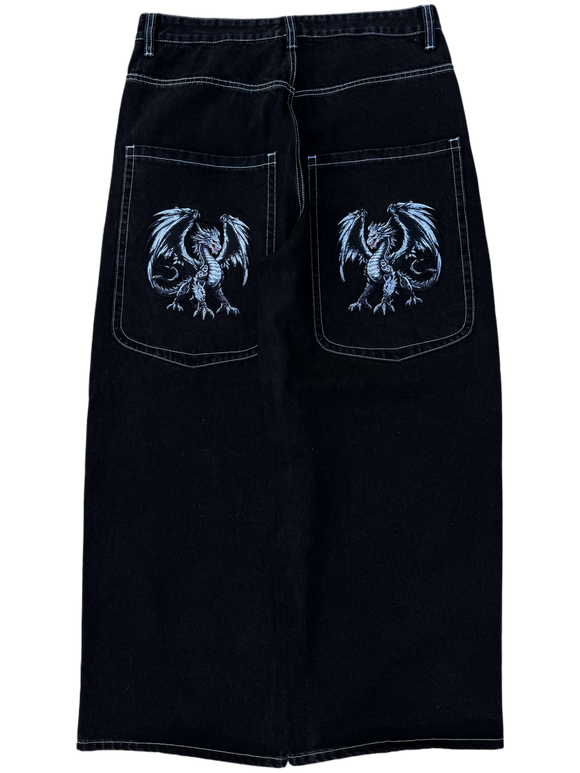 OG Black Wide Leg GLOE Dragon Jeans V1