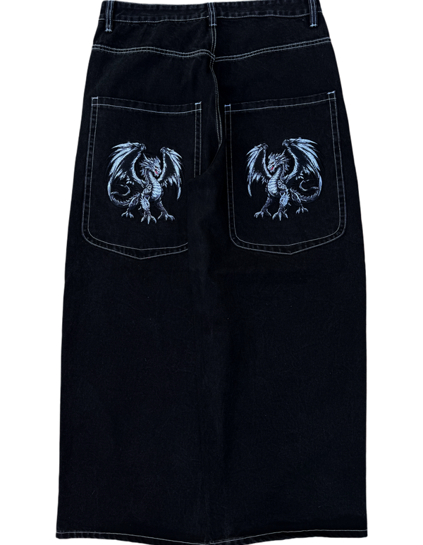 OG Black Wide Leg GLOE Dragon Jeans V1