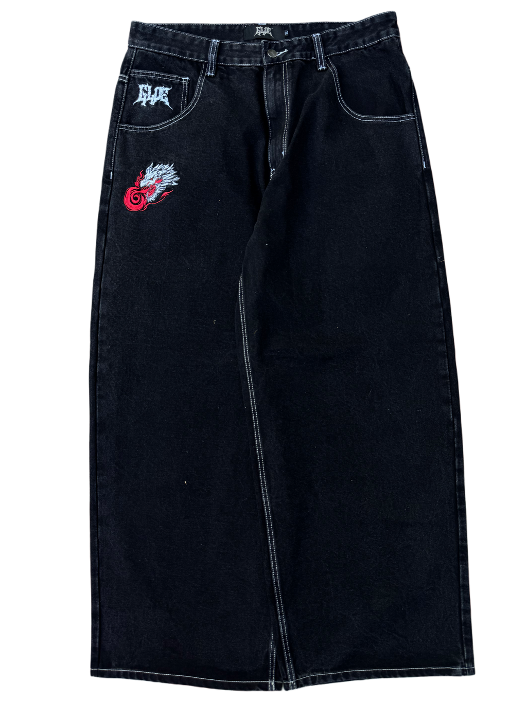 OG Black Wide Leg GLOE Dragon Jeans V1