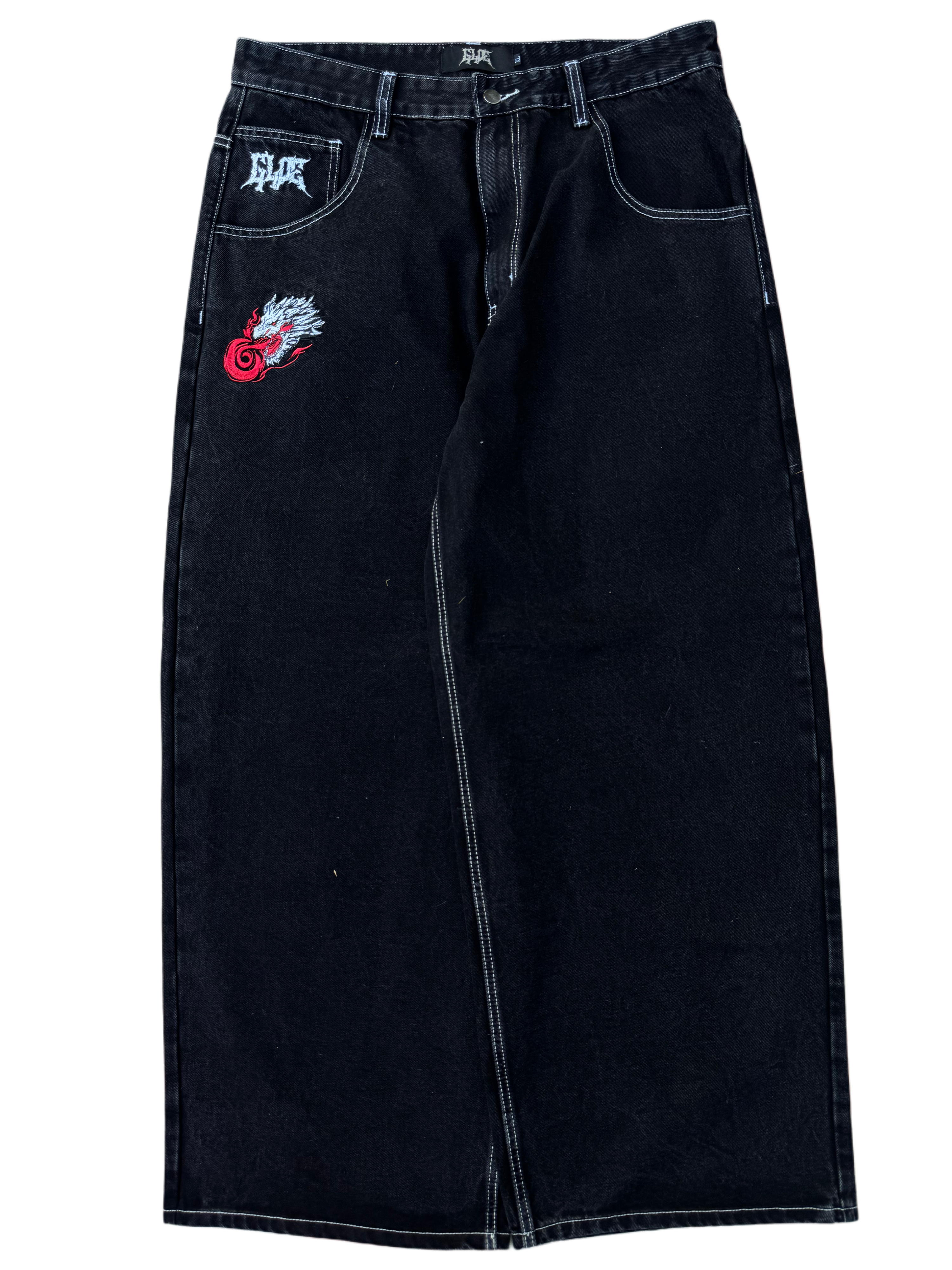 OG Black Wide Leg GLOE Dragon Jeans V1