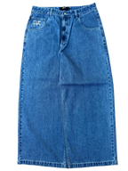 Blue Wide Leg GLOE Flaming Skull Jeans