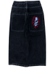 Black Wide Leg GLOE Flaming Skull Jeans