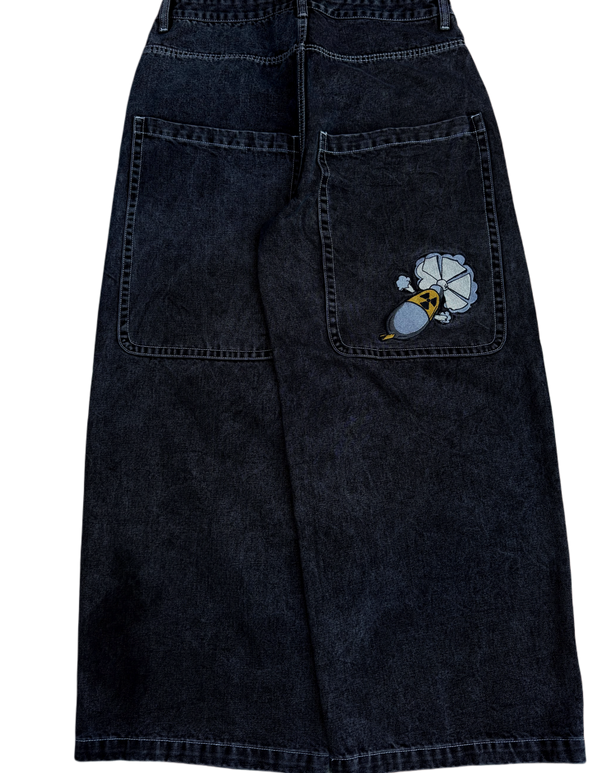 Black Wide Leg GLOE Nuke Jeans
