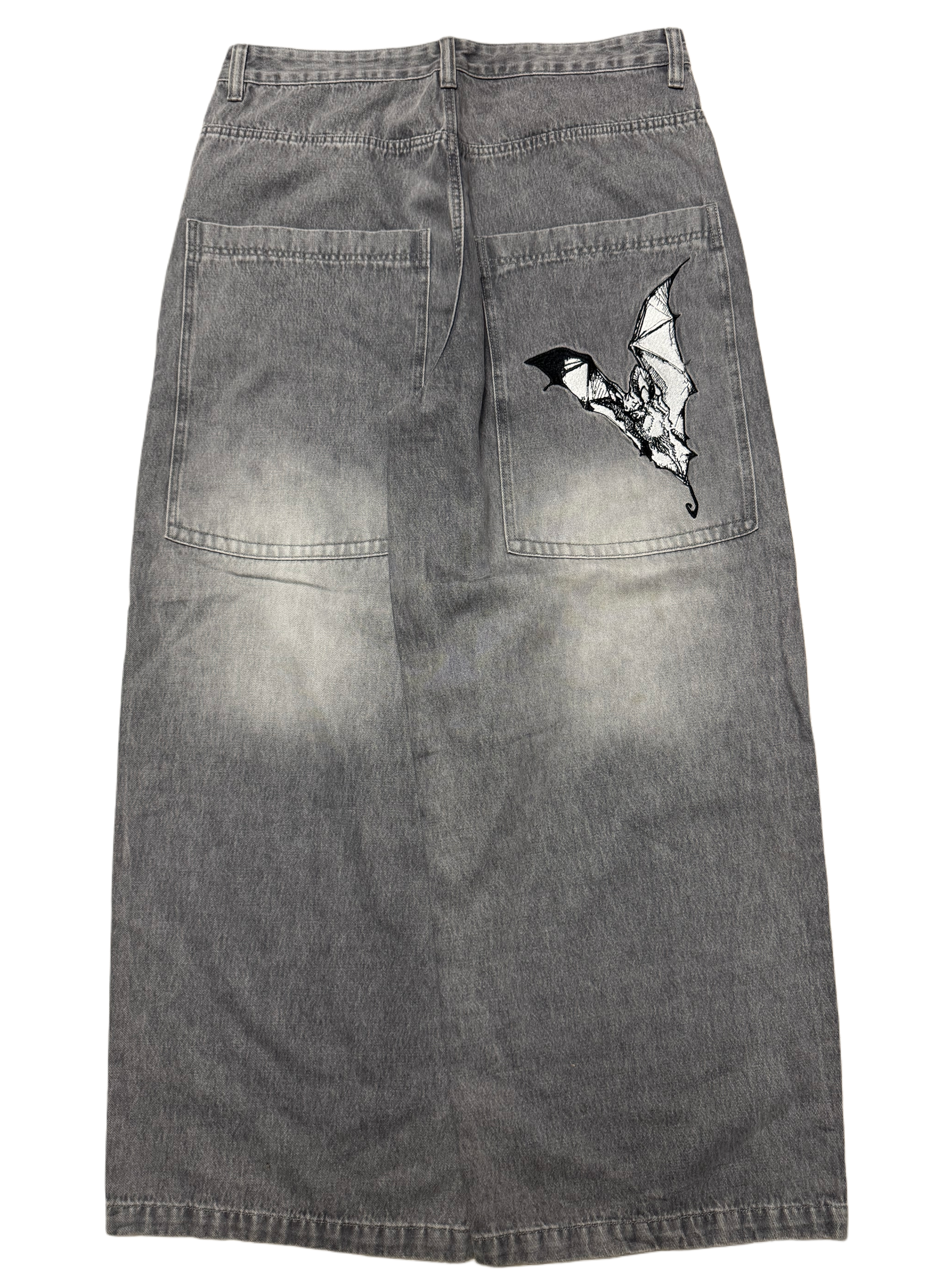 Grey Washed Wide Leg GLOE Bat Jeans