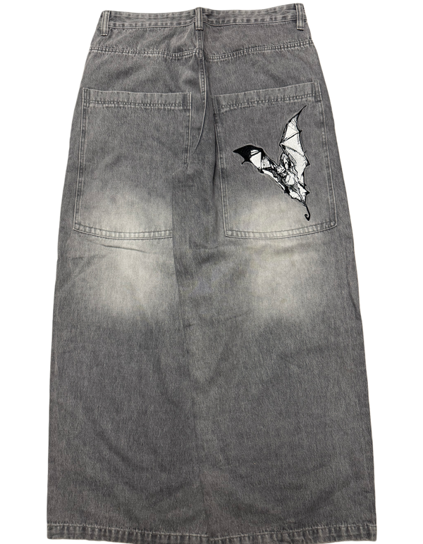 Grey Washed Wide Leg GLOE Bat Jeans