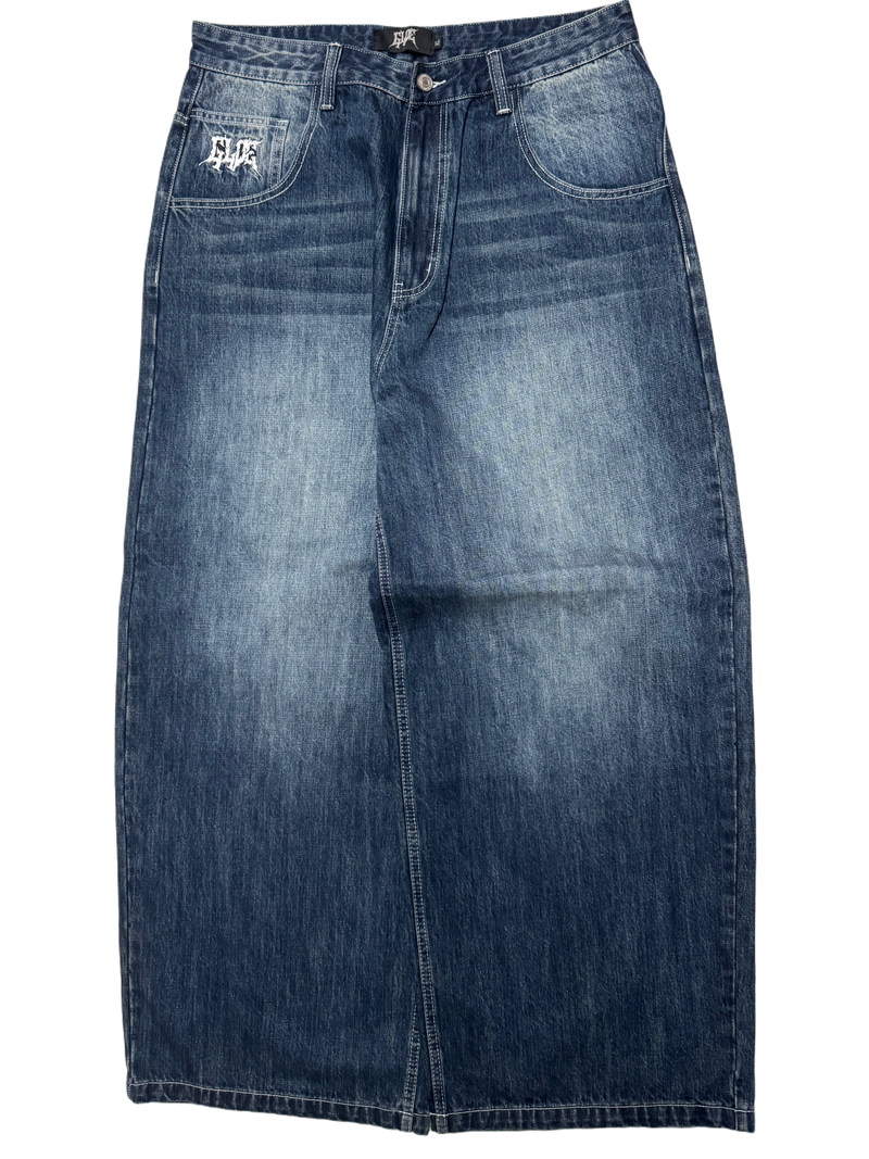 Blue Wash Wide Leg GLOE Snake Cross Jeans