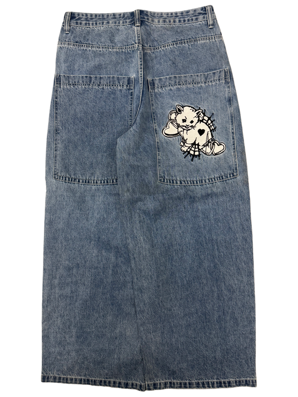 Blue Wide Leg GLOE Cat Jeans