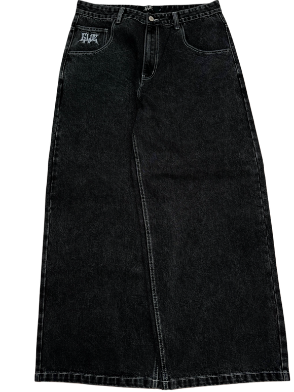 Black Wide Leg GLOE Bat Jeans