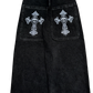 Black Wideleg GLOE Skull Cross Jeans