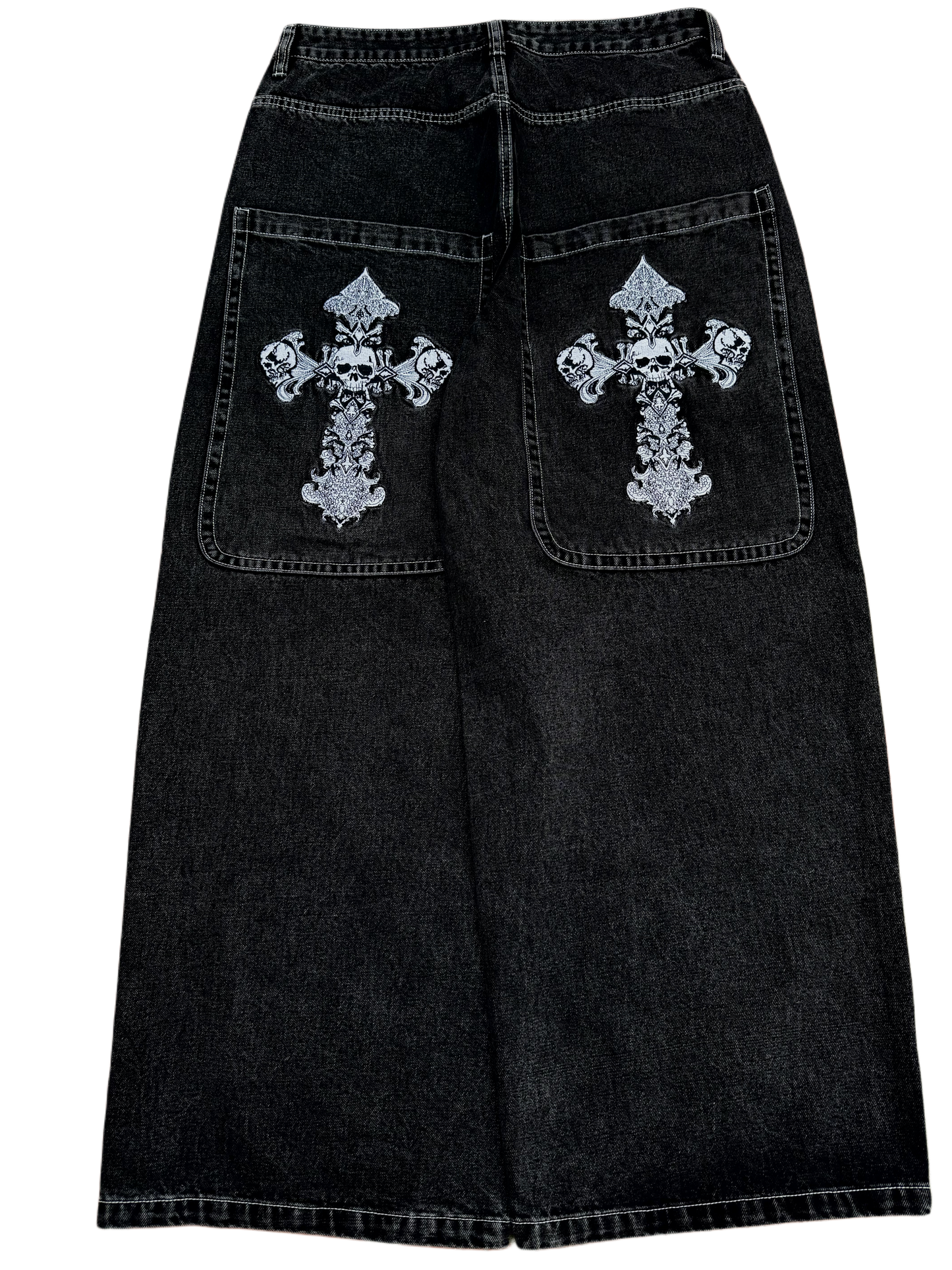 Black Wideleg GLOE Skull Cross Jeans