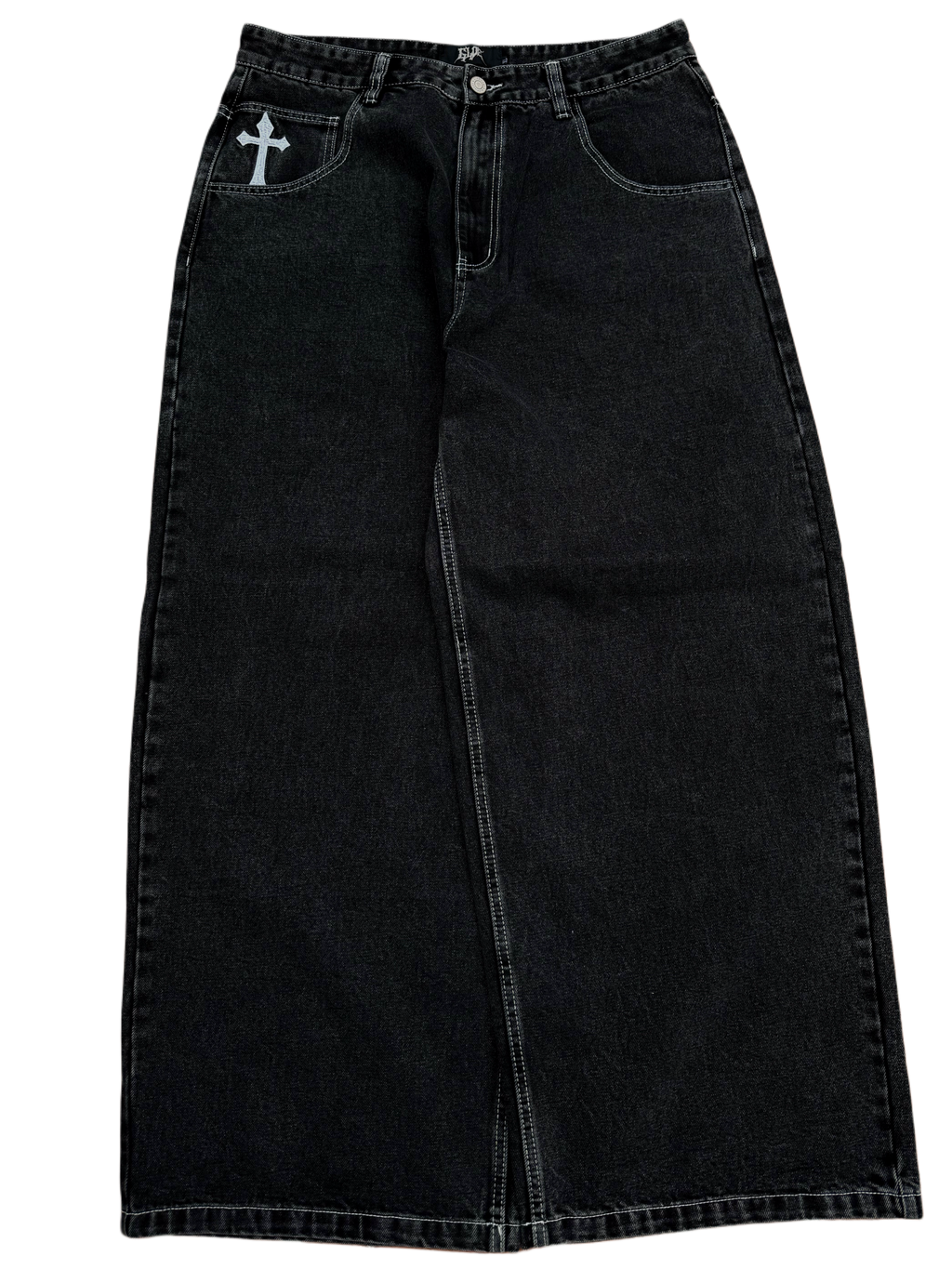 Black Wide Leg GLOE Skull Cross Jeans
