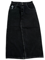 Black Wide Leg GLOE Skull Cross Jeans
