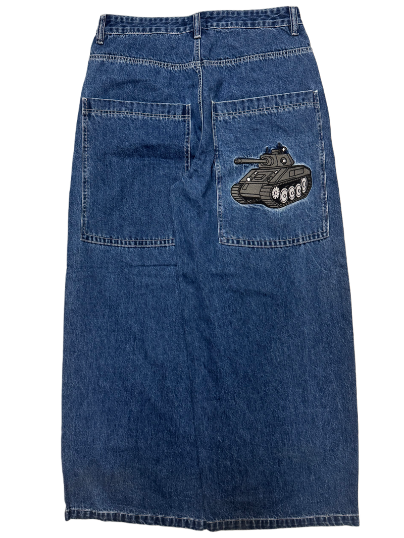 Blue Wide Leg GLOE Tank Jeans