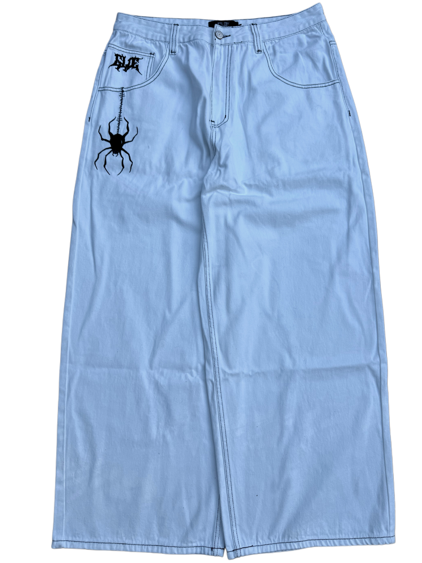 White Wideleg GLOE Spider Jeans