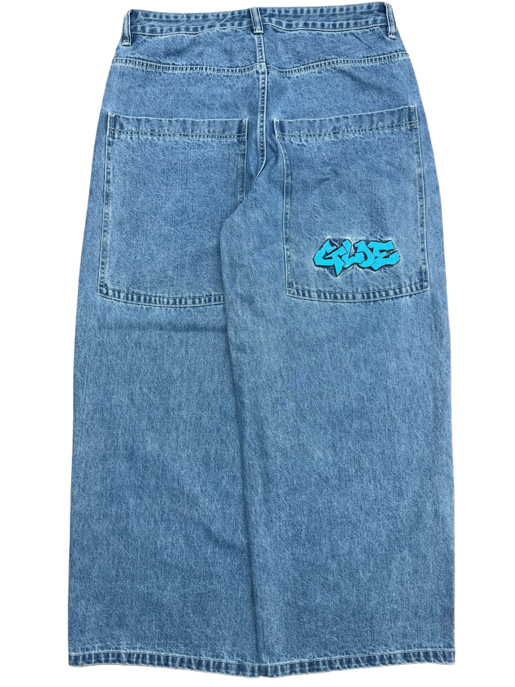 Blue Wide Leg GLOE Spell Out Jeans