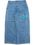 Blue Wide Leg GLOE Spell Out Jeans