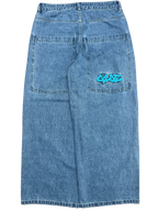 Blue Wide Leg GLOE Spell Out Jeans