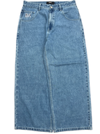 Blue Wide Leg GLOE Spell Out Jeans