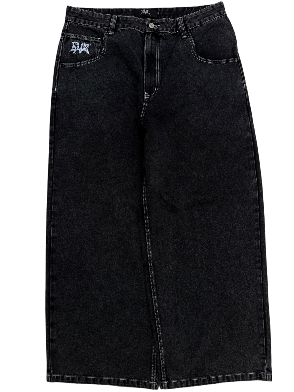 Black Wide Leg GLOE Spell Out Jeans
