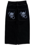 Black Wide Leg GLOE Skull Jeans