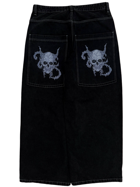 Black Wide Leg GLOE Skull Jeans