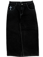 Black Wide Leg GLOE Skull Jeans