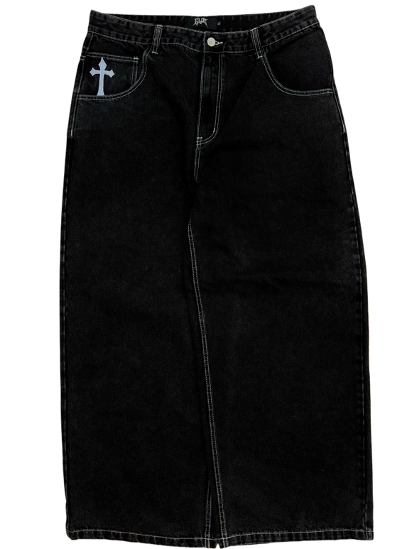 Black Wide Leg GLOE Skull Jeans